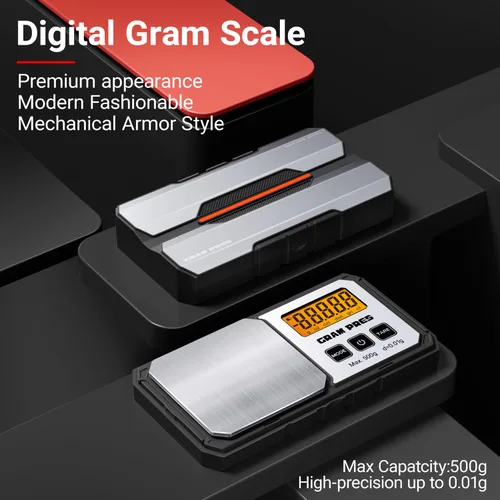 Vista 2 de GRAM PRES - Báscula digital de bolsillo (17.64 oz x 0.00 oz, precisión) Pequeña báscula portátil de alta precisión Gramos y Oz para joyas