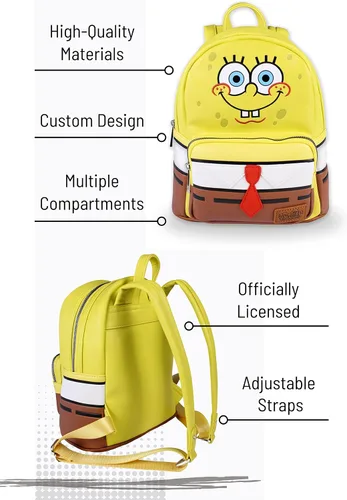 Vista 4 de SpongeBob SquarePants Mini mochila de cosplay para mujer, Amarillo, Mini mochila de moda