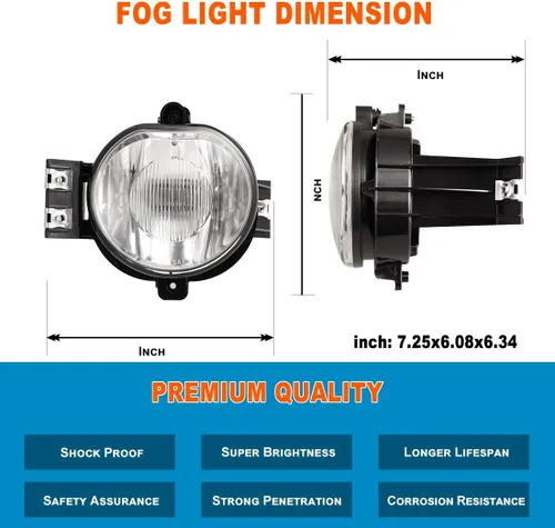 Vista 4 de Nixon Offroad Juego de luces antiniebla para Dodge Ram 1500 4000/2002-2009 Dodge Ram 2500 3500 2002-2009 Pickup con bombilla, parachoques