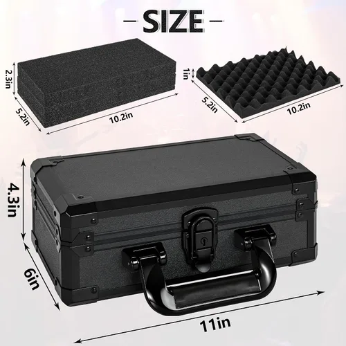 Vista 2 de Estuche de transporte de 11 pulgadas con espuma precortada en cubitos personalizable, carcasa de aluminio, construcción robusta de aleación