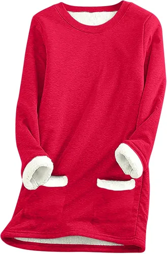Vista 4 de Sudaderas de forro polar para mujer, de manga larga, cómodas, de felpa, cálidas, para invierno Negro