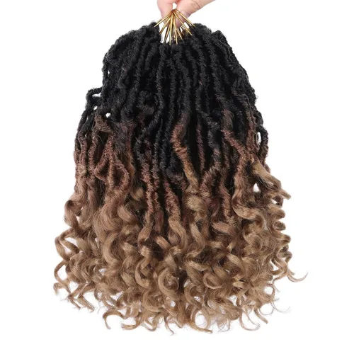 Vista 13 de Leeven 7 Paquetes Cabello Crochet Faux Locs con Puntas Rizadas 10 Pulgadas Pre-enrollado Goddess Locs Trenzas Crochet Cabello 84 Hebras Negro