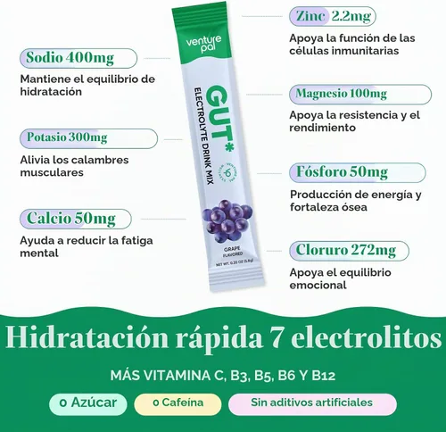 Vista 4 de Venture Pal Paquetes de hidratación sin azúcar + polvo de electrolitos