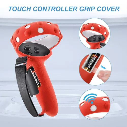 Vista 4 de Accessories for Meta Oculus Quest 2 Anti-Throw Hand Strap Extended Controller Grips Cover Face Headset Protective Lens Shell VR Silicone Cover Set