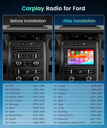 Vista 2 de Podofo Radio 2G 64G para Ford F150 F250 F350 Fusion Edge Explorer Expedition Car Stereo,7 pulgadas 1080p IPS pantalla táctil F-150 estéreo