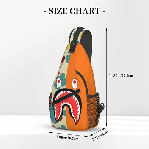 Vista 3 de Mochila bandolera, bolso de hombro de camuflaje de tiburón, bolso cruzado unisex, adecuado para viajes al aire libre, senderismo, senderismo