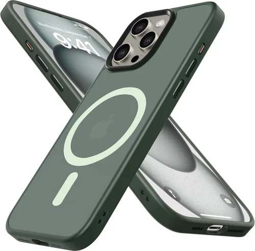 Vista 12 de Funda para iPhone 14 ProMax, diseño verde militar para iPhone 14 Pro Max de 6.7 pulgadas, protección contra caídas de grado militar, compatible