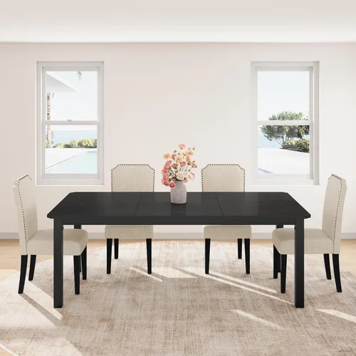 Vista 10 de Garvee Mesa de comedor de 63 ″ para 4-6 personas para comedor, negra