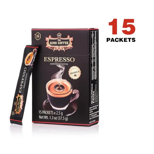 Vista 3 de King Coffee Espresso, café instantáneo vietnamita arábica, tostado medio oscuro, 15 paquetes x 0.09 onzas, paquete de 1