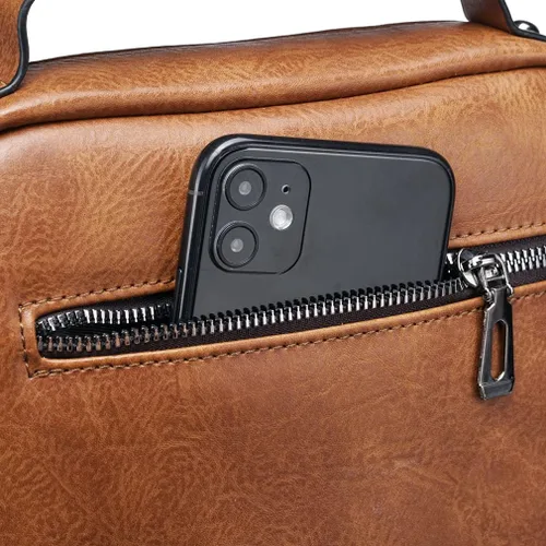 Vista 7 de Bolso de hombro pequeño de cuero para hombres y mujeres, para viajes al aire libre, negocios