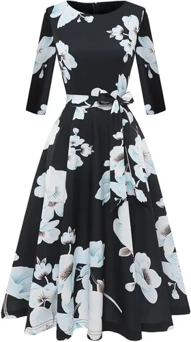Vista 25 de DRESSTELLS Vestidos de cóctel para mujer, vestido vintage de boda para Negro
