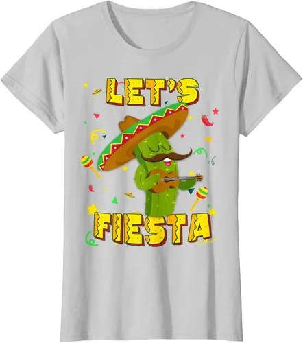 Vista 18 de Cinco De Mayo - Camiseta de regalo con sombrero de cactus Let's Fiesta, Negro, S