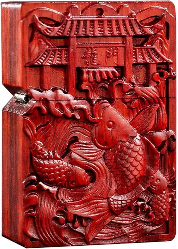 Vista 10 de Carcasa exterior de palisandro Huanghuali natural tallado para módulo Zippo (1000 brazos Avalokiteshvara de la diosa 3#)