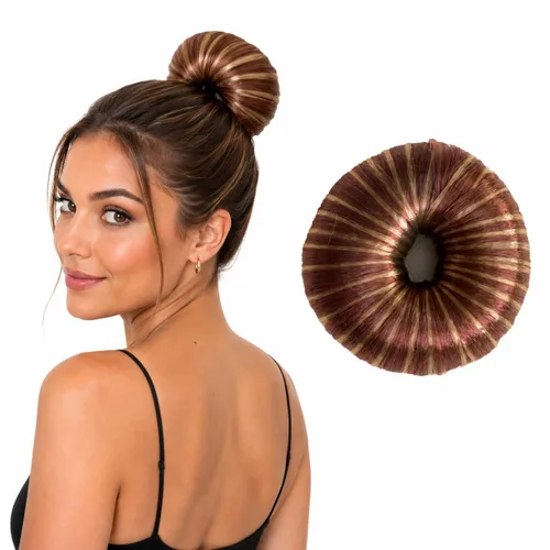 Vista 12 de Anillo para crear rodete en cabello, varios colores de Hair Donut Up Do , Negro negro #DK3