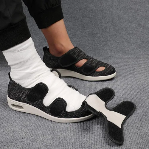 Vista 7 de W&LESVAGO Zapatos diabéticos de ancho ancho para mujer, cojín de aire, ligero y cómodo sandalias para caminar para ancianos hinchados pies vendados