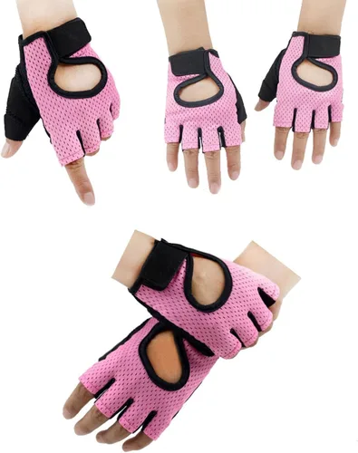 Vista 4 de Guantes de fitness para hombres y mujeres, antideslizantes, de silicona, transpirables, guantes de entrenamiento para levantamiento de pesas