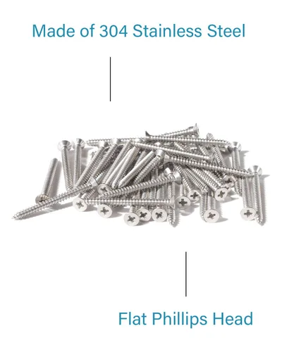 Vista 4 de IMScrews 100 tornillos de madera Phillips de cabeza plana inoxidable #4 x 1-1/4" (32mm) 18-8 (304) tornillos autorroscantes avellanados de acero