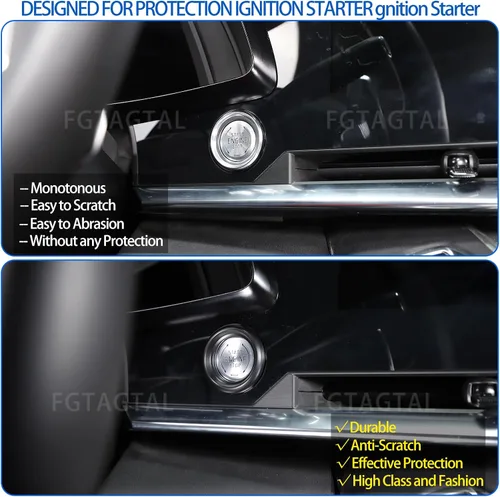Vista 2 de Cubierta de botón de arranque de parada del motor para Chevrolet Corvette C8 Stingray 2020-2024, accesorios de anillo de arranque de encendido ABS