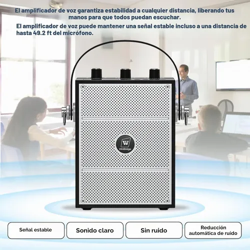 Vista 5 de Amplificador de voz Bluetooth 5.3 con auriculares de micrófono inalámbrico, micrófono amplificador inalámbrico personal para profesores, megafonía