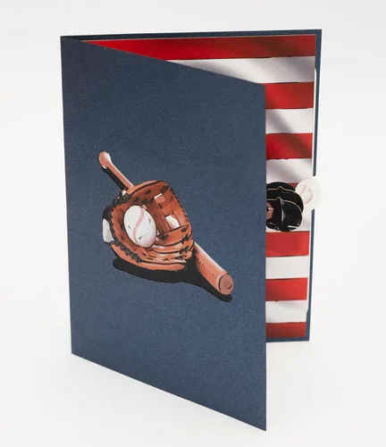 Vista 4 de Tarjeta emergente 3D de jugador de béisbol, arte de papel y artesanía, tarjeta de felicitación, cumpleaños, aniversario, Navidad, tarjeta del día