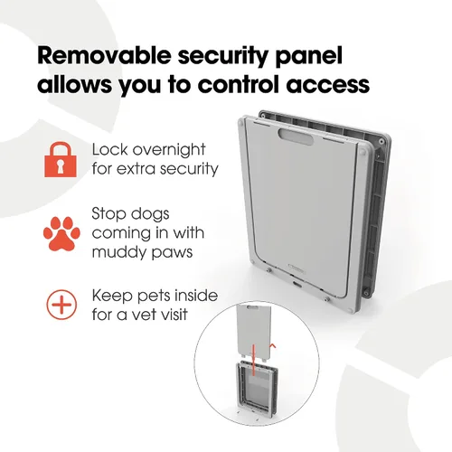 Vista 5 de Dog Mate - Puerta grande para perros grandes, panel de bloqueo robusto, color blanco