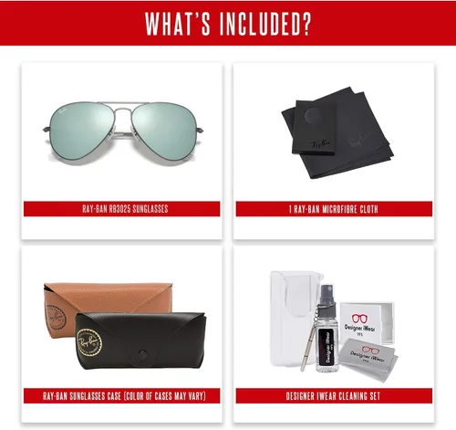 Vista 38 de Ray-Ban RB3025 - Lentes de sol de aviador de metal para hombre y mujer + paquete con kit de cuidado de gafas iWear de diseñador