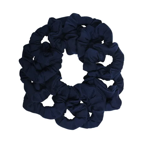 Vista 22 de Paquete de 12 ligas sólidas para el cabello (negro) One Dozen Matching Hair Ties, Soft Cotton Fabric, Gentle No-Crease Hold, Great for Teams