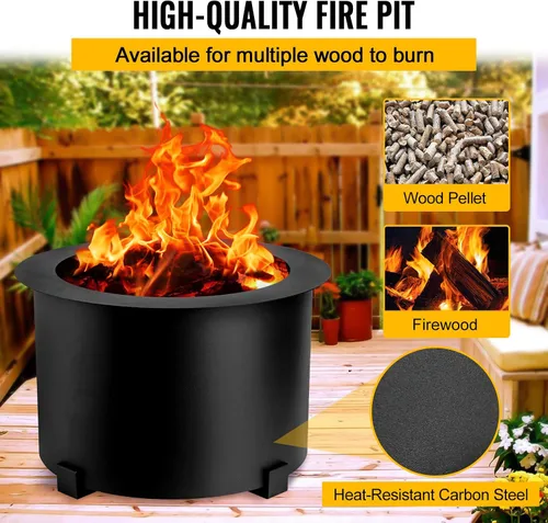Vista 5 de Fogata sin humo de 21.5 pulgadas, gran hoguera de leña, estufa de acero al carbono, hoguera portátil para exteriores, para picnic, camping, patio