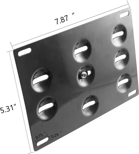 Vista 4 de Xotic Tech - Juego de placa de aluminio con gancho de remolque + tapones para válvulas de aire + cierre de liberación compatible con Mercedes C CLA
