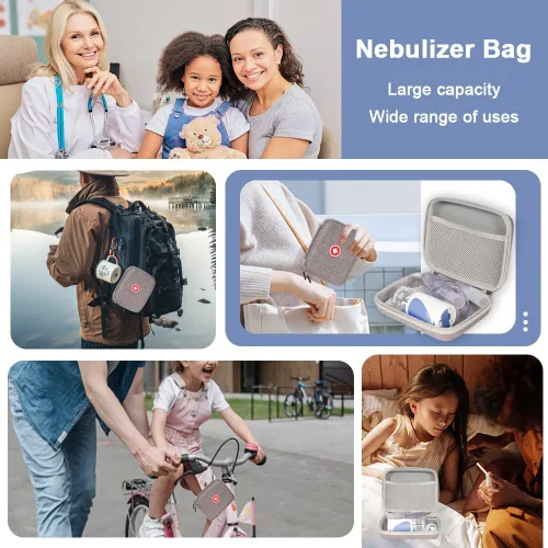 Vista 7 de Fukumi Estuche de transporte portátil para nebulizador, bolsa médica de viaje duro para espaciador de inhaladores, máscaras, accesorios para asma