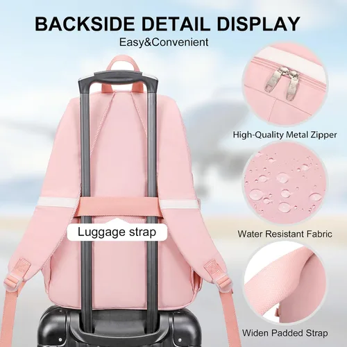 Vista 4 de Mochilas para niñas, mochila para laptop de 15.6 pulgadas, mochila escolar linda universidad, grandes bolsas de viaje para adolescentes, mujeres