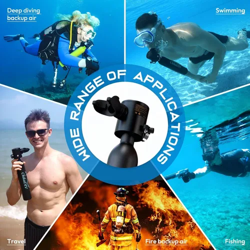 Vista 4 de Mini Scuba Tank,Portable Diving Tank,0.5l Lung Tank for Snorkeling Diving, Reusable Scuba Diving Kit Gear Underwater Breathing Training, Emergency