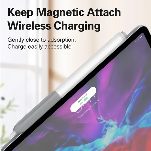 Vista 5 de Estuche para lápices compatible con Apple Pencil de 2ª generación, silicona translúcida duotone, [con 10 cubiertas de punta de silicona], soporta