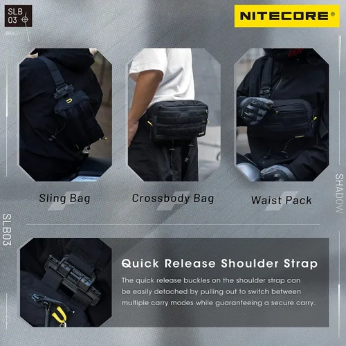 Vista 2 de Nitecore SLB03 - Bolso cruzado convertible para el hombro, bolsa de pecho, paquete de cintura para hombres y mujeres parche, Negro