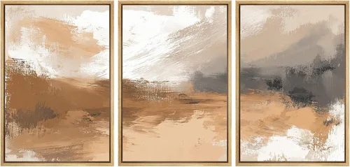Vista 38 de wall26 Lienzo enmarcado para pared, juego de arte con trazos de pintura roja y naranja vibrante, paisaje, formas abstractas, ilustraciones, arte