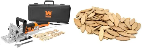 Vista 8 de WEN JN8504 - Carpintero de platos y galletas de 8.5 amperios con estuche y galletas y galletas de madera de abedul #10 JN111B para carpintería