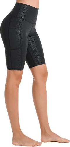 Vista 2 de Sunzel Pantalones cortos de ciclismo de 10 pulgadas, 8 y 5 pulgadas, para mujer, con bolsillos, cintura alta, para yoga, atletismo, gimnasio