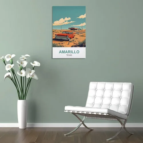 Vista 5 de Amarillo Texas Vintage Travel Poster 12x18inch(30x45cm) Canvas Wall Art Prints Frame