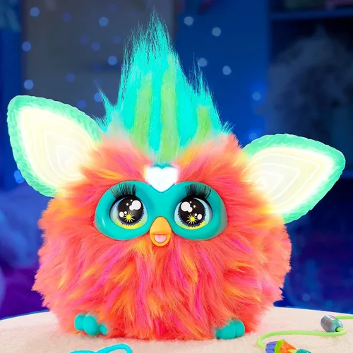 Vista 6 de Furby Coral, 15 accesorios de moda, juguetes de peluche interactivos para niñas y niños de 6 años en adelante, animatronic activado por voz