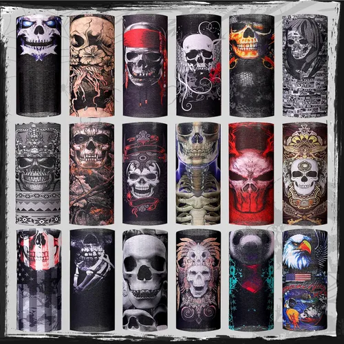 Vista 4 de Tarpop 30 máscaras faciales de Halloween para el trabajo, calavera, polaina, sin costuras, pasamontañas, cubrebocas, bandana para la cabeza