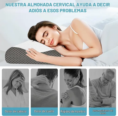 Vista 2 de Juego de 2 almohadas refrescantes tamaño Queen, almohadas de espuma viscoelástica para dormir, almohada cervical ergonómica para aliviar el dolor