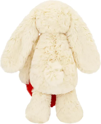 Vista 4 de Animal de peluche de conejo, adorable conejo suave con corazón de sujeción para el día de San Valentín, dulce regalo romántico de cumpleaños