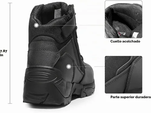 Vista 4 de NORTIV 8 Mens Military Tactical Work Boots Side Zip Negro