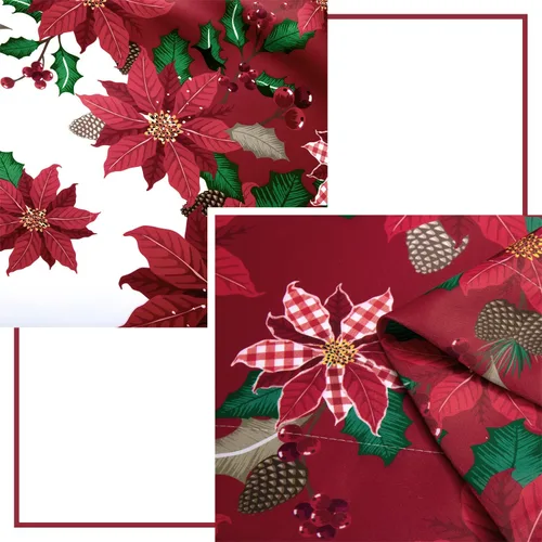 Vista 8 de SHINELAND Cortinas de cocina de Navidad, flor de pascua roja, cortina térmica corta para ventanas pequeñas, cortinas de Navidad para cocina, 45