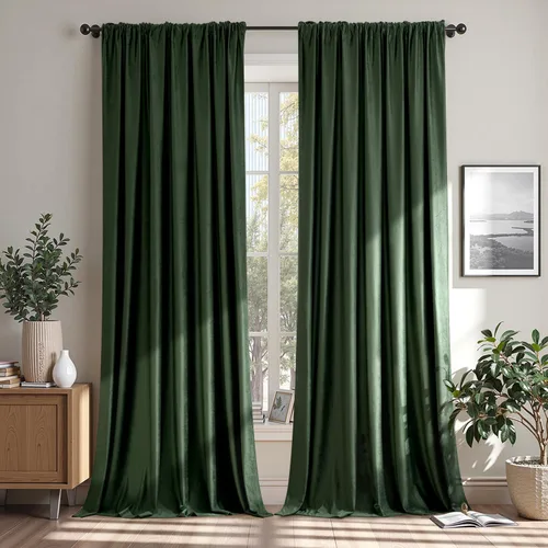 Vista 33 de MIULEE - Juego de 2 paneles de cortinas negro opacas y térmicas de terciopelo para la sala de estar y dormitorio, con bolsillo para cortinero, de 63