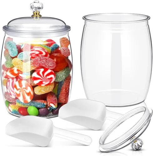 Vista 7 de Nuogo 2 tarros de plástico transparente para dulces y galletas de 128 onzas con tapas