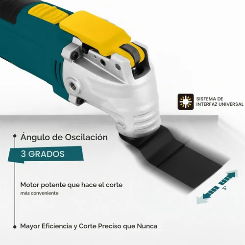 Vista 4 de Enventor Herramienta oscilante con 28 accesorios, 6 velocidades, cable de Cambio sin herramientas, 15,000-22,000 OPM, ángulo de 3°, 4 cuchillas