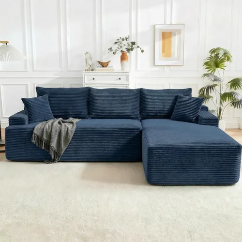 Vista 43 de Sofá modular Cloud de 108 pulgadas, moderno sofá deshuesado con otomana móvil, sofá modular de asiento profundo, sofás esquineros de pana para sala
