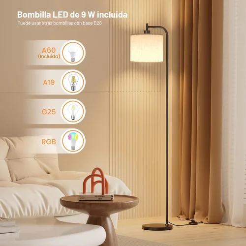 Vista 7 de SIBRILLE Lámpara de pie con pantalla de lino, lámpara de pie alta regulable con control remoto y 3 temperaturas de color, modernas lámparas de pie