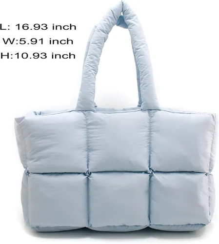 Vista 2 de Merlybell Puffer Tote Bag for Women, Large Puffy Tote Hobo Bag Quilted Handbag Lightweight Padding Satchel Purse Shopper Bags
